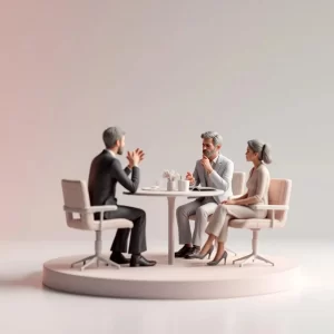 Couple consulting a family law solicitor in a professional setting, discussing financial disclosure and divorce arrangements