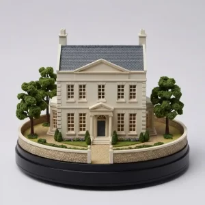 Model of a Georgian-style residential property with landscaped garden, symbolising property transactions and conveyancing services